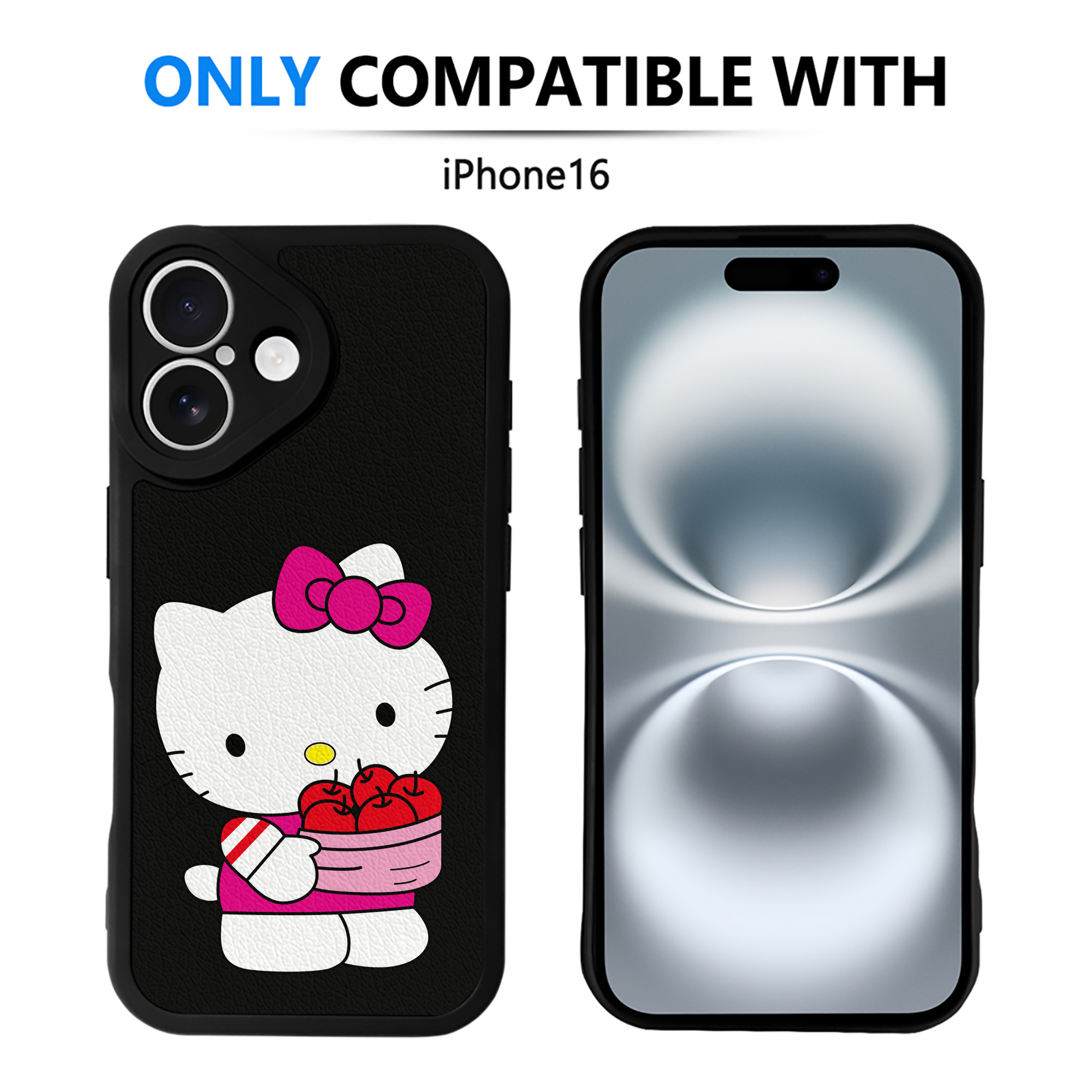 （画像用） Hello Kitty ハローキティ 【iPhone 16シリーズ対応】シリコンスマホケース（レザー調） 材質：シリコン